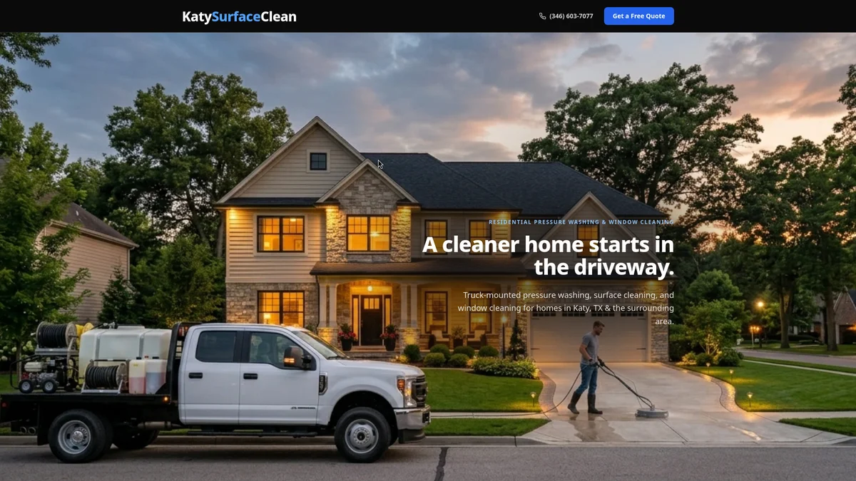 Katy Surface Clean homepage screenshot