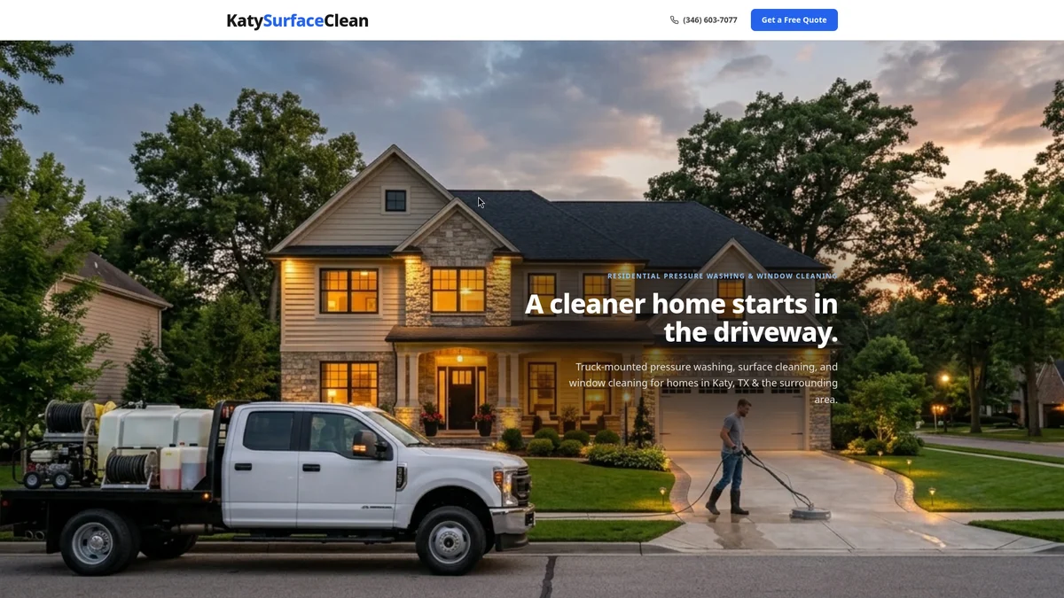 Katy Surface Clean homepage screenshot