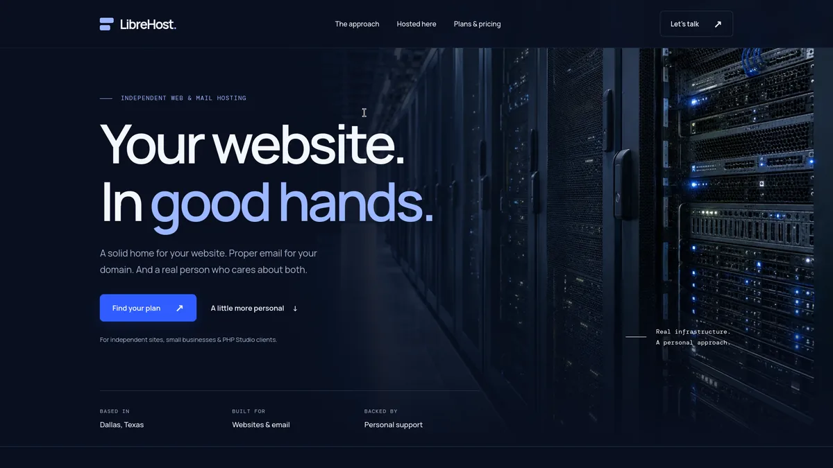LibreHost homepage screenshot